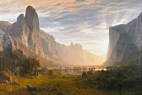 Albert Bierstadt - Salesman for westward expansion Albert Bierstadt Paintings, Albert Bierstadt, Hudson River School, California Print, Yosemite Valley, California Art, Fine Arts Posters, Art Movement, American Art