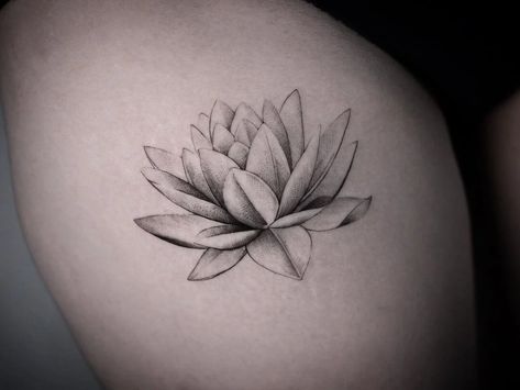 Water Lily Tattoo For Men, Delicate Water Lily Tattoo, Water Lily Tattoo Men, Lily Pad Flower Tattoo, Water Lilly Tattoo Design, Water Lilly Tattoos, Waterlilly Tattoo Small, Waterlily Tattoo Design, Waterlily Tattoos July