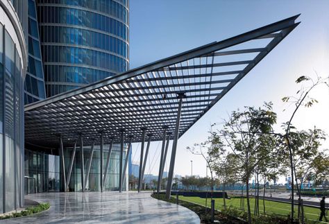 Taking inspiration from regional elements such as billowing sails and shifting sand dunes, the dramatic form of the new corporate headquarters for the Abu Dh... Architecture Antique, Window Canopy, Canopy Architecture, Canopy Curtains, Canopy Bedroom, Backyard Canopy, Garden Canopy, Diy Canopy, Door Canopy