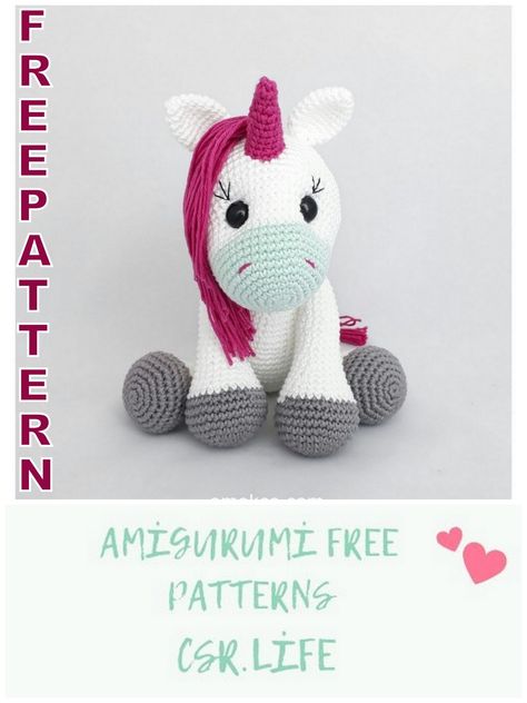 Amigurumi Cute Unicorn Free Crochet Pattern – Csr.life Amigurumi Patterns, Crochet Unicorn Pattern Free, Crochet Unicorn Pattern, Free Amigurumi Crochet Patterns, Amigurumi Crochet Patterns, Crochet Unicorn, Unicorn Pattern, Crochet Amigurumi Free Patterns, Stitch Crochet