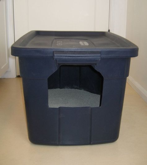 Cat Litter Box Plastic Bin Diy, Covered Litter Box Diy, Cat Litter Box Cover Diy, Storage Bin Litter Box Diy, Cat Litter Box Storage Bin, Covered Cat Litter Boxes Diy, Diy Cat Litter Box Enclosure, Diy Litter Box Cover, Diy Litter Box Enclosure