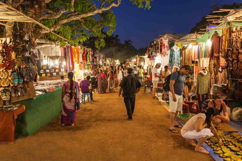 Baga Beach Night Market Parasailing, Places To Visit In Goa, Goa Travel, North Goa, Goa India, Visit India, Shopping Places, Beach Shack, Night Market