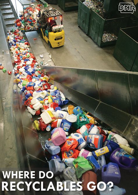 Ever wonder what happens to that milk jug beyond the bin? Learn what happens to your recyclables | Iowa DNR Sporty Moodboard, Environmental Biology, Recycle Center, Waste Segregation, Municipal Waste, Sustainability Education, Plastic Recycling, Recycling Machines, Recycling Process