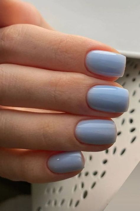 25+ Baby Blue Nail Ideas - the gray details Blue Wedding Nails, Periwinkle Nails, Blue Nail Ideas, Blue Gel Nails, Foot Nail, Milky Nails, Baby Blue Nails, Plain Nails, Summery Nails