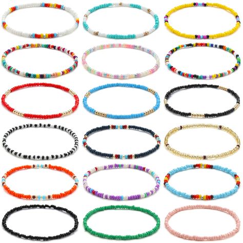 Stretch Beaded Bracelets Diy, Hand Jewelry Rings, Beach Foot Jewelry, Ankle Bracelets Diy, Anklets For Women, Beaded Ankle Bracelets, Beaded Ankle, Women Anklets, Gelang Manik