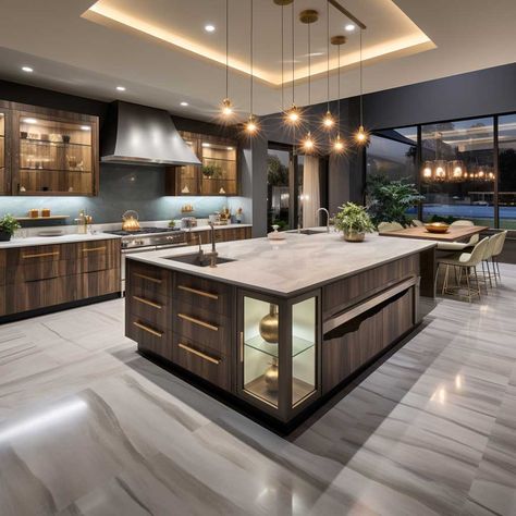 U Shaped Modern Modular Kitchen Delights for Stylish Living • 333+ Images • [ArtFacade] Kitchens With Massive Islands, Big Luxury Kitchen, Big Kitchen Ideas, Modern Modular Kitchen, Big Kitchen Design, Modern Large Kitchens, Best Kitchen Colors, Modern Luxury Kitchen, Kitchens Luxury