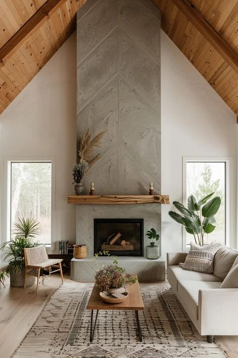 Elevate Your Space: High Ceiling Fireplace Wall Ideas High Ceiling Fireplace Wall, High Ceiling Fireplace, Fireplace Wall Ideas, Ceiling Fireplace, Fireplace Wall, Wall Ideas, High Ceiling, Living Spaces, Fireplace