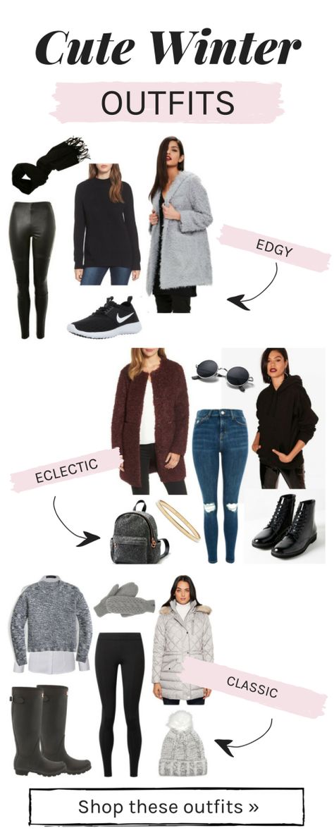 Cute winter outfits: Eclectic, edgy, and classic winter outfit ideas for women College Winter Outfits Cold Weather, Outfits For Winter Cold Weather, Cute Outfits For Cold Weather, Cute Outfits Edgy, Outfits For Cold Weather, What To Wear In Winter, Winter Outfit Ideas For Women, Winter Outfits Edgy, College Outfits Cold Weather