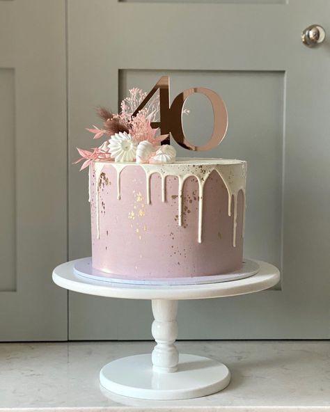 Jessica on Instagram: “I love this rich dusky pink colour, coupled with rose gold tones and light pink dried florals, you really can’t go wrong!   Thank you to…” White And Pink Cake Aesthetic, Rose Pink Cake Birthday, 18th Birthday Cake 2 Tier Pink, 60th Birthday Cake Pink And Gold, Dusty Pink Birthday Cake, Birthday Cake Rose Gold Blush Pink, Cake Ideas For 40th Birthday For Women, 60th Birthday Cake Rose Gold, Pink And Gold 40th Birthday Party