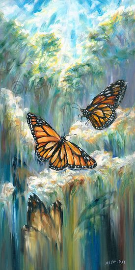 This painting celebrates the beauty of nature and the joy of springtime butterflies and flowers. Oil on canvas, 14x28" Monarch Butterflies Art, Nature Paintings Acrylic, Owl Paintings, Hope Painting, Love Canvas Painting, Butterfly Artwork, Butterfly Art Painting, Beautiful Butterflies Art, Butterfly Painting