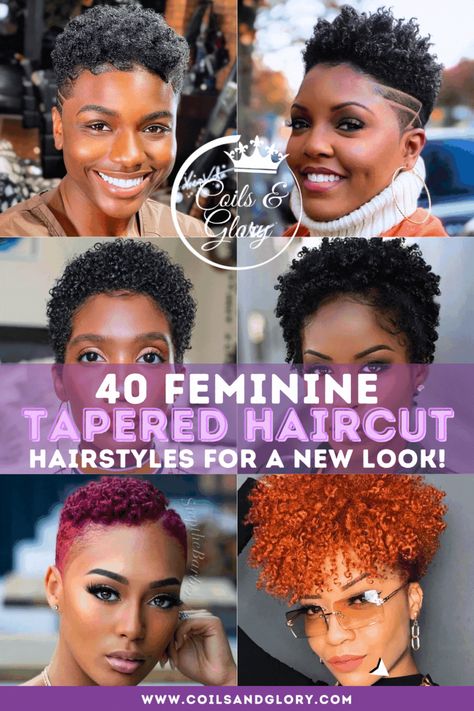 Tapered Haircut Natural Hair, Natural Hair Pixie Cut, Natural Tapered Cut, Tapered Haircut For Women, Short Natural Styles, Fade Haircut Women, Short Black Natural Hairstyles, Tapered Natural Hair Cut, Coiling Natural Hair