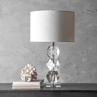 Wayfair | Crystal Table Lamps You'll Love in 2022 Table Transparente, Clear Table Lamp, Drum Table, Crystal Table Lamps, Fixture Table, Crystal Lighting, Transitional Wall Sconces, Cool Floor Lamps, Metal Table Lamps