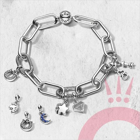 Pandora Me Link Bracelet, Pandora Me, Pandora Bracelet Designs, Vintage Diamond Jewelry, Pandora Collection, Lucky Horseshoe, Pandora Bracelet Charms, Bracelet Ideas, Jewelry Rings Diamond