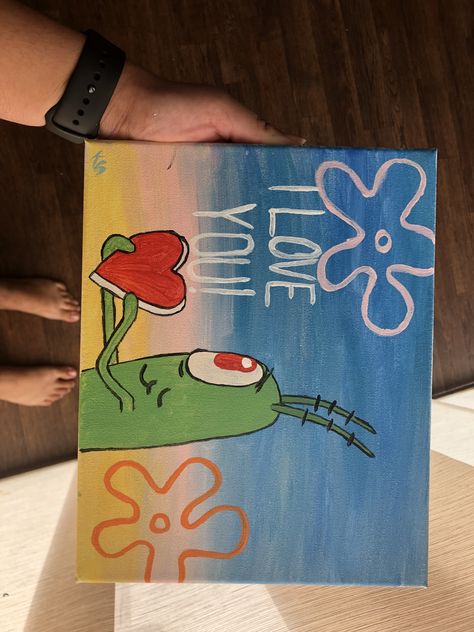 Painted this for my boyfriend Mini Toile, Organizator Grafic, Drawings For Boyfriend, Výtvarné Reference, Trippy Painting, Small Canvas Paintings, Hippie Painting, Easy Canvas Art, Simple Canvas Paintings