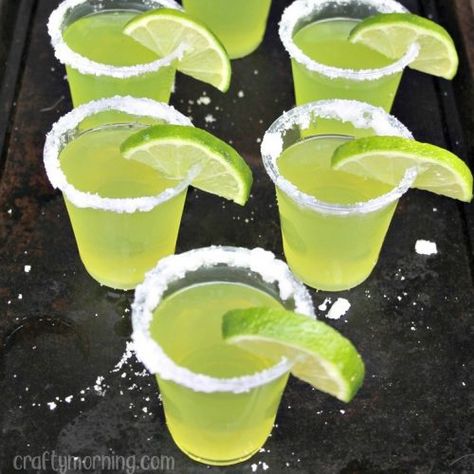 1 Lime Jello Shots, Shots To Make, Margarita Jello Shots, Margarita Jello, Halloween Jello Shots, Halloween Jello, Jelly Shots, Crafty Morning, Pudding Shots