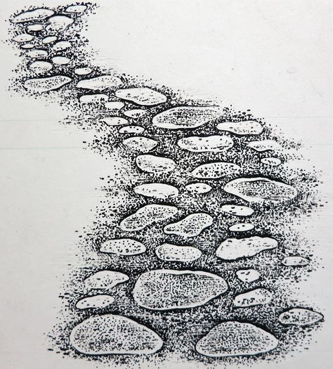 Cobbled Path | by Stampscapes Stippling, Road Drawing, Fall Canvas Painting, Stippling Art, Fall Canvas, Pen Art Drawings, Stone Path, Doodle Art Designs, Drawing Images