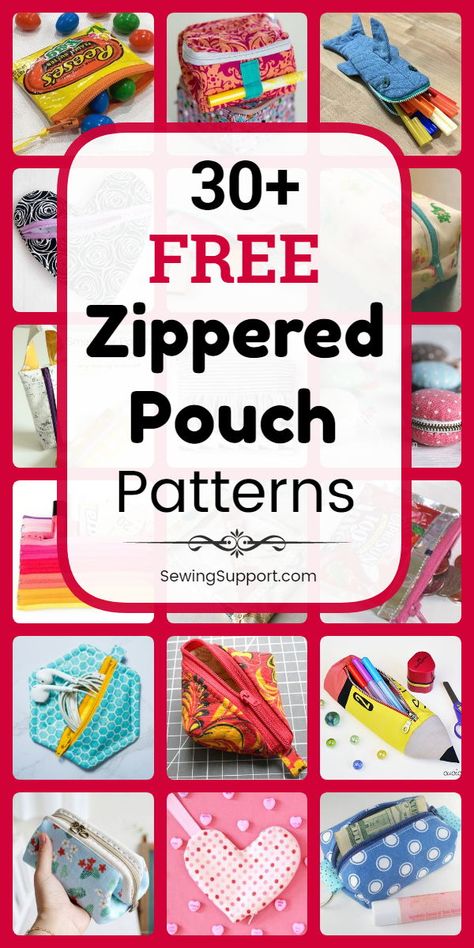 Zipper Pouch Patterns. 30+ Free Zipper Pouch patterns, tutorials, and diy sewing projects. Sew cute zipper coin purses, small boxy styles, and more. Great DIY gift idea! #SewingSupport #Zipper #Pouch #Bag #Diy #Pattern #Sewing #Tutorial #Gift Sew Ins, Patchwork, Purse Patterns Free, Diy Tricot, Pouch Sewing, Zipper Pouch Tutorial, Pouch Tutorial, Bag Pattern Free, Sewing Purses