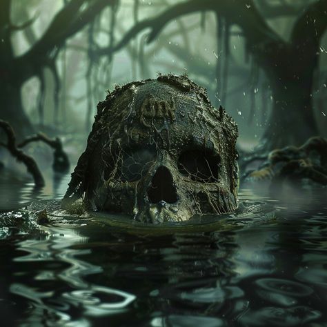 Scary Swamp Aesthetic, Scary Swamp, Creepy Swamp, Swamp Aesthetic, Haunted Garden, Big Painting, Haunted Forest, Foggy Forest, Strange Places