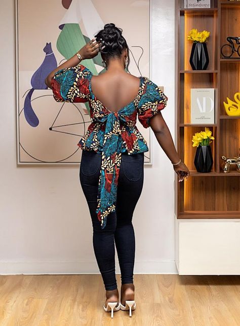 Couture, Ankara Top Styles For Women, Skirt And Blouse For Women, African Print Tops Blouses, Simple Ankara Tops, Latest Ankara Top Styles, African Print Blouse, Ankara Top Styles, African Print Top