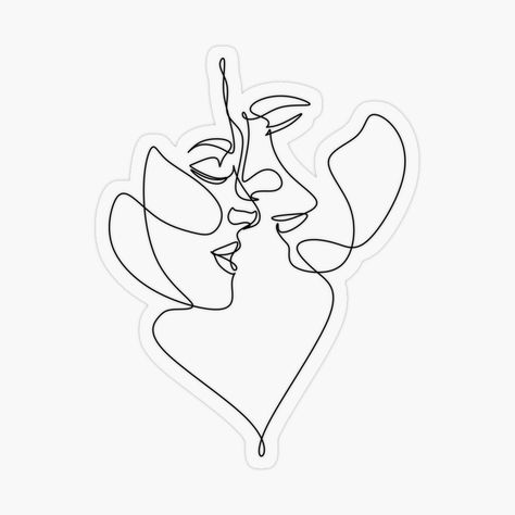 Couple one line art. Love print. 2 faces. Man and woman. Love art. Symbol of love by OneLinePrint | Redbubble Lovers Outline Drawing, Man And Woman Art Paintings, Outline Couple Art, Abstract Love Drawing, Line Art Ideas Design, Couple Drawing Line Art, Women And Man Art, Line Art Drawings Couple Hands, Two Faces Line Art Tattoo