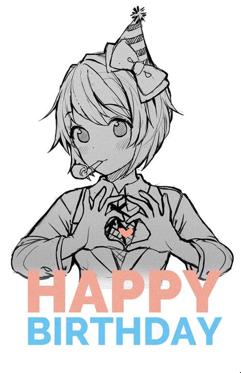 ddlc, sayori Manga Happy Birthday, Happy Birthday Anime Drawing, Anime Birthday Drawing, Birthday Anime Pfp, Birthday Drawing Anime, Happy Birthday Drawing Anime, Happy Birthday Anime Art, Birthday Anime Art, Anime Birthday Art