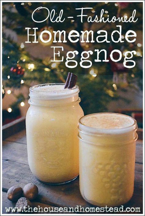 Old-Fashioned Homemade Eggnog Recipe | The House & Homestead Diy Eggnog Recipes, Old Fashion Eggnog Recipe, Old Fashioned Egg Nog, Egg Nog Recipe Homemade, Diy Eggnog, Egg Nogg, Best Eggnog Recipe, Homemade Eggnog Recipe, Classic Eggnog