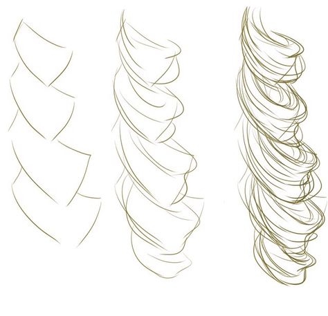 Simple curl reference  ~<3 3b Hair Drawing Reference, Curl Tutorial Drawing, How To Draw Spiral Curls, How To Draw Curled Hair, Brushing Hair Reference Pose, Big Curly Hair Drawing Reference, How To Draw Curls Step By Step, Curly Hairstyles Art Reference, Wet Curly Hair Drawing Reference