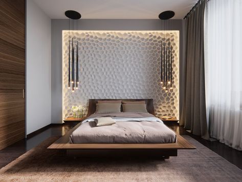 Stunning Bedroom Lighting Design Which Makes Effect Floating Of The with regard to dimensions 1200 X 900 Red Accent Wall Bedroom, Bedroom Lighting Design, Big Bedrooms, Modern Bedroom Interior, Accent Wall Bedroom, Couple Bedroom, घर की सजावट, Interior Modern, Room Design Bedroom