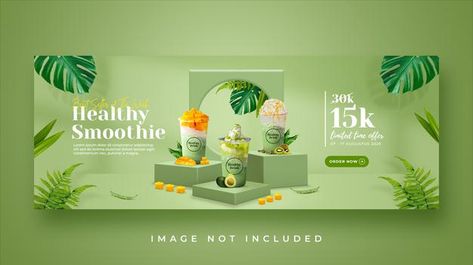 Drink Voucher Design, Product Banner Design Ideas, Product Web Banner, Facebook Cover Design Ideas, Sale Website Banner, Banner Product Design, Creative Banner Ads, Cover Facebook Design, Product Banner Design