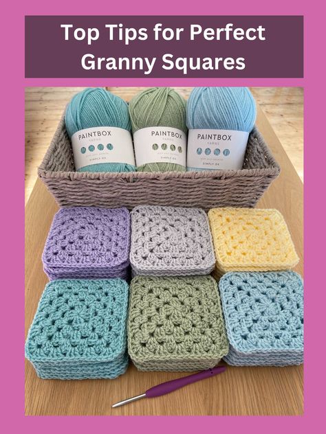 Top tips for perfect Granny Squares. Swirl Granny Square, Perfect Granny Square, Crochet Swirl, Crochet Granny Square Tutorial, Granny Square Tutorial, Crochet Square Blanket, My Granny, Patchwork Blanket, Beginner Crochet Projects