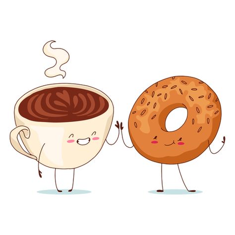 Coffee and bagel characters PNG Design Bagel Cartoon, Coffee And Bagel, Bakery Packaging Design, Coffee Doodle, Bakery Packaging, Coffee Shop Decor, Cafe Art, Animal Head, Coffee To Go