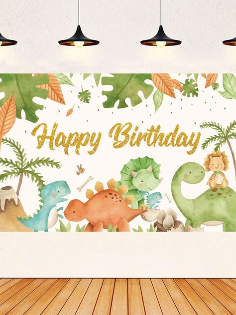 1pc 100*150cm Dinosaur Style Birthday Polyester Background Cloth, Banner Perfect Decoration For Birthday Party Room Wall, Indoor And Outdoor Fence Banner Decoration Hanging Cloth, FabricI discovered amazing products on SHEIN.com, come check them out! Birthday Party Room, Decoration For Birthday Party, Cloth Banner, Decoration For Birthday, Outdoor Fence, Cloth Banners, Cow Baby Showers, Style Birthday, Dinosaur Baby Shower