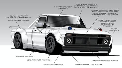 Vehicle Styling for Ken Block's Hoonitruck, built by Hoonigan and Detroit Speed Drift Truck, Datsun Pickup, Hot Wheels Garage, Lowrider Trucks, Ken Block, Lowered Trucks, Classic Ford Trucks, Best Jdm Cars, Ford Pickup Trucks