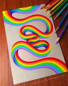 Rainbow Ribbon by Danielle Washington #pencildrawing #pencil #drawing #creative Rainbow Drawing, Desen Realist, Prismacolor Art, Rainbow Ribbon, Rainbow Painting, Etsy Instagram, Color Pencil Drawing, Pencil Art Drawings, Rainbow Art