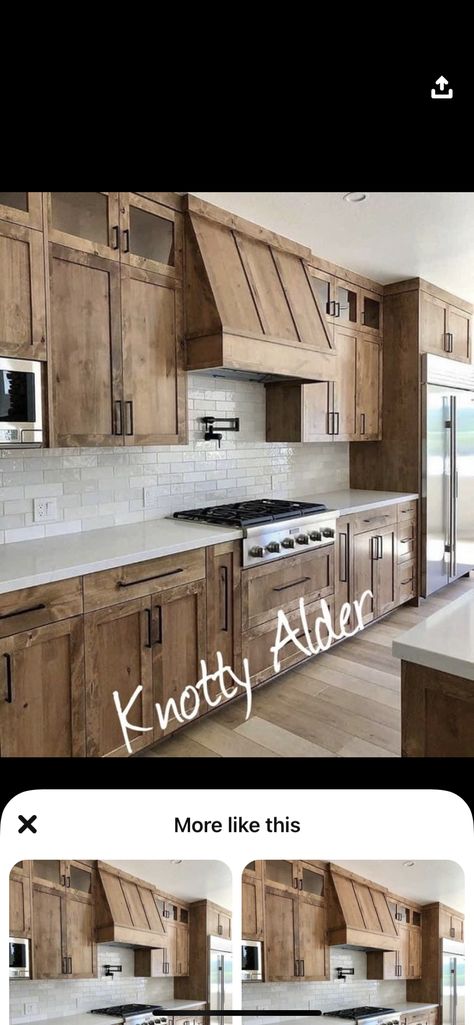 Antique White Knotty Alder, Range Hood Wood Cabinets, Wood Farmhouse Kitchen Cabinets, Kitchen Design Stained Cabinets, Grant Beige Color Scheme, Rustic Shaker Cabinets Kitchen, Wood Cabinets Marble Countertops, Poplar Wood Kitchen Cabinets, Lake House Kitchen Cabinet Colors