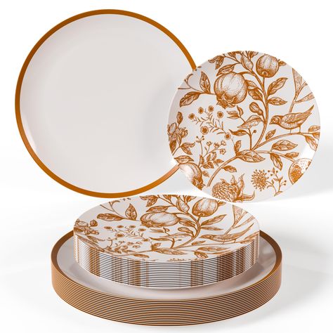 PRICES MAY VARY. Includes: 40 pcs of 8 inch dessert plates and 40 pcs of 10 inch plastic dinner plates that will impress your guests. our beautiful plastic dinnerware set will add luxury to your next event. Headache Free Clean Up: We had you in mind when making these affordable party supplies that can easily be cleaned up and save you the hassle of washing your dishes. Great choice for picnic supplies. Made from durable plastic, making them perfect for outdoor events, picnics, and parties. They Wedding Plate Setting, Disposable Wedding Plates, Thanksgiving Plate, Plastic Plates Wedding, Clear Plastic Plates, Plates Wedding, Plastic Dinnerware Sets, Pink Dinner Plates, Thanksgiving Plates