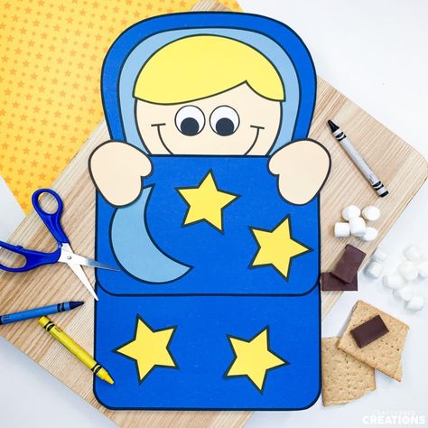 Adorable Sleeping Bag Craft for Kids: Great for Summer Sleeping Bag Craft Preschool, Sleeping Bag Craft, Weekly Themes, Library Resources, Prek Crafts, Sleep Book, Camping Summer, Kids Sleeping Bags, Bag Craft