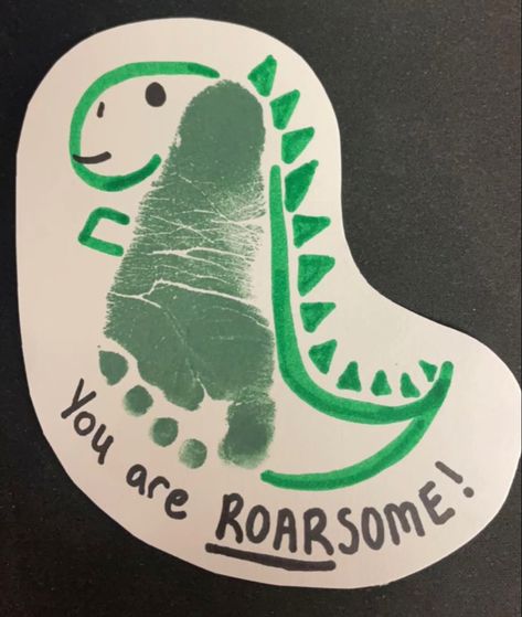 Fathers Day Gifts Ideas From Kids Footprint, Dinasour Footprint, Dinosaur Feet Print, 3 Month Footprint Craft, Dinasour Footprint Craft, Father’s Day Hand And Footprint Cards, Daycare Footprint Crafts, Sloth Footprint Art, Crafts With Feet Prints