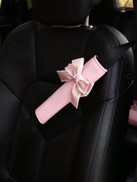 Revamp Your Space: Trendy Car Interior Accessories #CarMods Car Accessories Pink, Accessories Png, Accessories Pink, Bow Decor, Seat Belt Cover, Makes You Beautiful, Car Interior Accessories, Kinds Of Clothes, Pink Princess