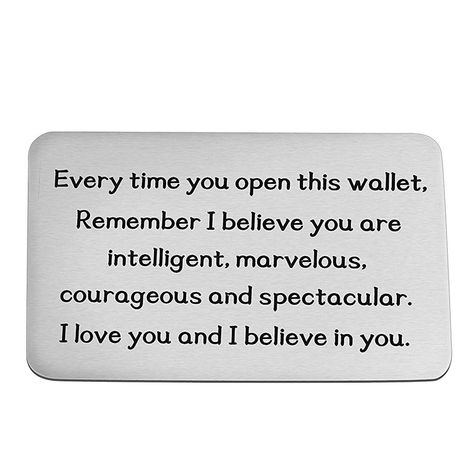 Wallet Quotes Gift Ideas, Wallet Gift Ideas For Him Note, Affirmation Ideas, Wallet Gift Card, Wallet Cards, Wallet Insert Card, Deployment Gifts, Writing Memes, Idioms And Phrases