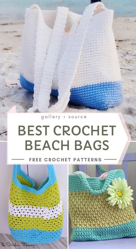 Best Crochet Beach Bags With Free Crochet Patterns In this collection you can find the best crochet beach bags. These bags are sturdy and big enough to keep all the things you need to take with you. Of course, if you don't plan on taking a vacation, this bag will be perfect as grocery bag or simply everyday carry bag. It's also a great alternative for plastic bags, which helps with keeping our planet healthy. Use bright colors if you need more fun in your life, and if you prefer calmer hues, try Beach Bag Pattern, Crochet Beach Bags, Beach Crochet, Free Crochet Bag, Crochet Beach, Crochet Bag Pattern Free, Bag Pattern Free, Crochet Market Bag, Crochet Handbags Patterns