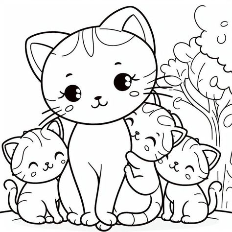 cat family coloring pages Coloring Pages Kittens, Pete The Cat Printable, Free Printable Cat, Pikachu Coloring Page, Kittens Coloring, Chibi Coloring Pages, Family Coloring Pages, Adult Coloring Books Printables, Kitten Drawing