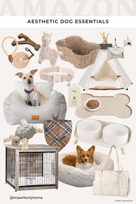 Some of my favorite aesthetic neutral dog finds on Amazon - Amazon pet, neutral dog accessories, best pet finds, Amazon finds for dog, neutral pet accessories Peru, Dog Owner Essentials, Neutral Pet Aesthetic, Puppy Essentials Products, Puppy Set Up Ideas In Bedroom, Amazon Pet Finds, Best Dog Products, Dog Amazon Finds, Amazon Dog Finds