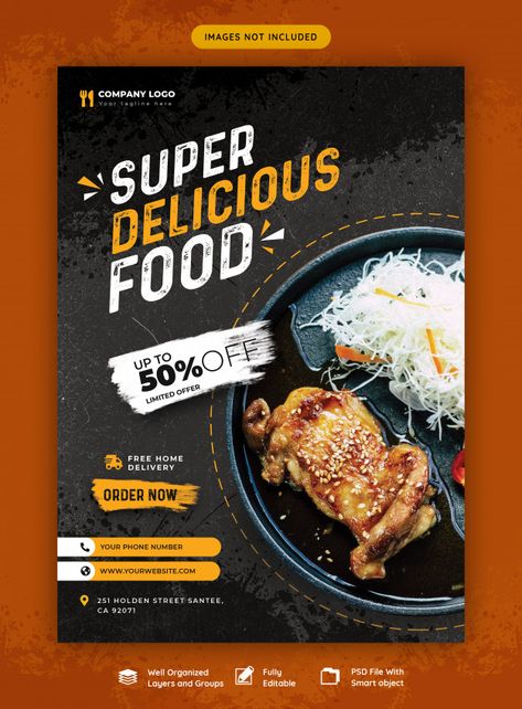 Food menu and restaurant flyer template | Premium Psd #Freepik #psd #banner #flyer #poster #food Food Promotion, Restaurant Poster, Burger Menu, Ayam Bakar, Restaurant Flyer, Food Banner, Food Menu Design, Food Advertising, Event Poster Design