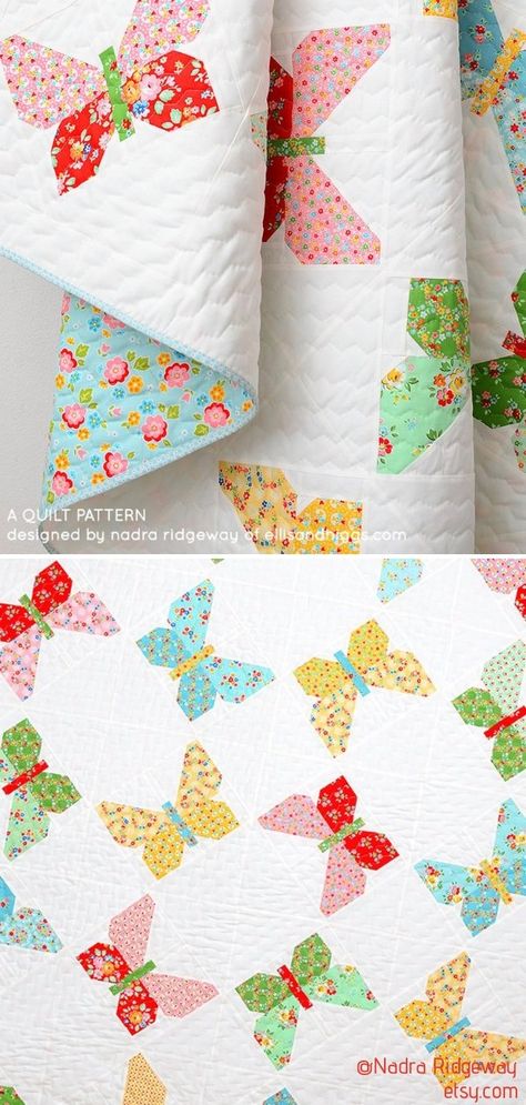 Patchwork, Quilts With Butterflies, Quilt Butterfly Pattern, Butterfly Quilt Block Pattern Free, Butterfly Quilt Patterns Free, Butterfly Applique Quilt, Free Butterfly Quilt Block Pattern, Summer Quilts Ideas Free Pattern, Free Butterfly Quilt Pattern