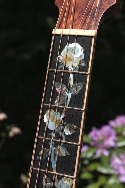 Rose Inlay Fretboard Inlay, Instrument Art, Beautiful Instruments, Guitar Inlay, Guitar Fretboard, Guitar Obsession, A Night At The Opera, Guitar Photography, Guitar Painting