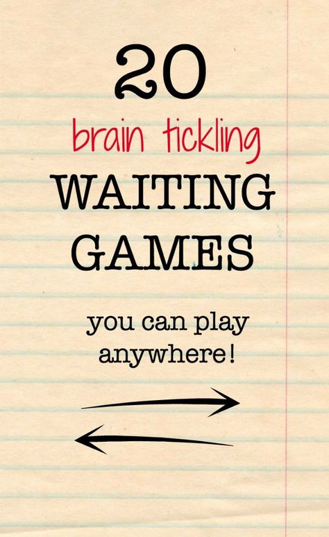 A list of easy and fun brain tickling waiting games for kids. Play these while in line, on road trips, in restaurants, doctor's offices, etc. Camping Games, Mind Video, Games To Play With Kids, Brain Game, Fun Brain, Family Fun Games, Classroom Games, E Mc2, Games For Teens