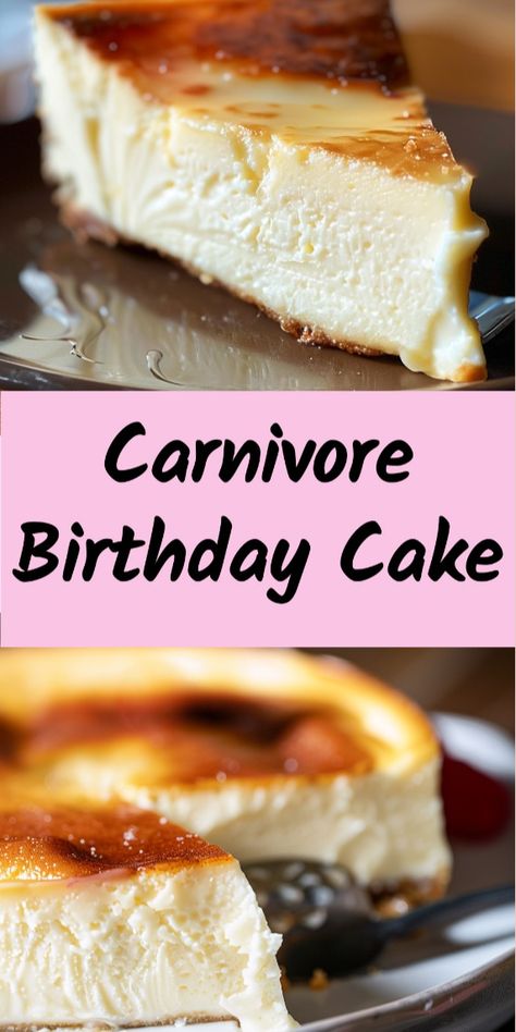 This carnivore birthday cake is easy to make and tastes amazing! Check out this carnivore diet recipe. #CarnivoreCake #CarnivoreRecipes #CarnivoreDiet #Carnivore Essen, Caveman Diet Recipes, Diet Cake, Sugar Free Deserts, The Carnivore Diet, Banting Recipes, Tummy Yummy, Meat Diet, Paleo Recipes Dessert