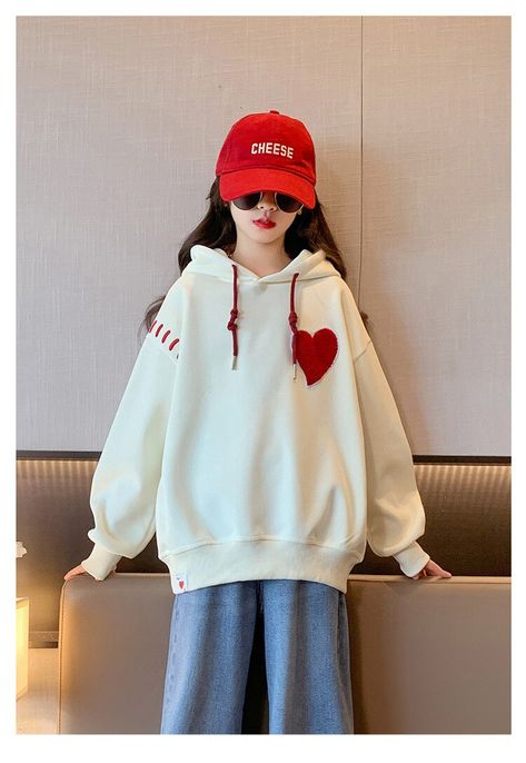 Oversize Hoodie Girls Spring Teenagers White Tops Patchwork Fashion Casual Kids Girl Outfit Clothes 10 12 13 14 years old White-6 Patchwork, Winter Outfits For Kids 10-12, Cute Outfits For Kids 10-12, Kids Girl Outfit, Childhood Clothes, School Style Girl, Cute Outfits With Shorts, Patchwork Fashion, Back To School Fashion