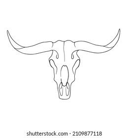 Bull Skull Outline Tattoo, Bull Skull Outline Tattoo Simple, Longhorn Tattoo Stencil, Bull Head Sketch, Bison Skull Tattoo Simple, Longhorn Tattoos For Women, Long Horn Drawing Simple, Bull Skull Illustration, Bull Skull Drawing Simple